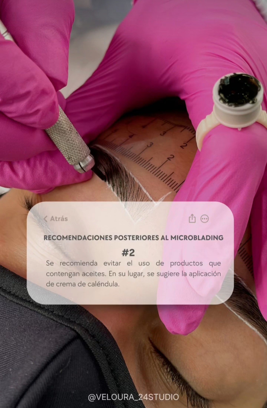 Proceso de microblading en Veloura